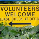 Volunteers Welcome sign